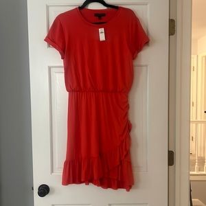 Banana Republic Ruffled T-Shirt Dress Orange/Red Sz Sm NWT